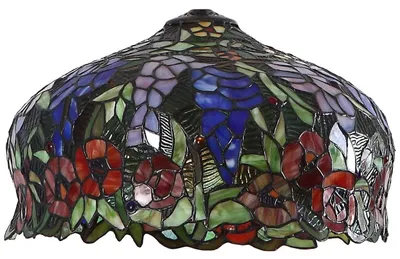 Tiffany-Lampenkap, Buntglas, Blauer Regen & Rosen, Ø 30 cm