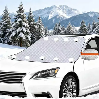 Produktbild von Schneeschutz Frontscheibenabdeckung für Auto mit 9 Magneten & 2 Spanngurten, für Auto, SUV & Van, Schützt vor Schnee, EIS, Frost, Staub (160x116 cm)