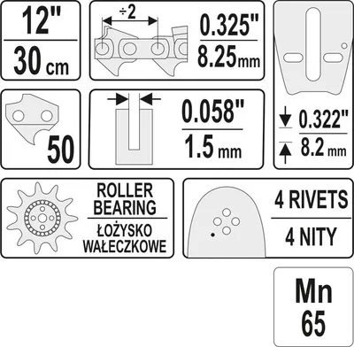 Produktbild von Kettenführung Für 12" .325U Säge Sägen Yt-84928 Yato