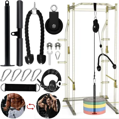 Image de Système de poulies et de câbles pour entraînement à domicile, kit d'équipement de fitness pour travailler les biceps, les triceps, les épaules et le dos