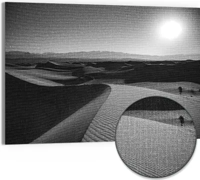 Produktbild von DEQORI Hybrid Leinwand Bild 90x60 cm 'Wüstenstille' Wandbild Glas flach modern