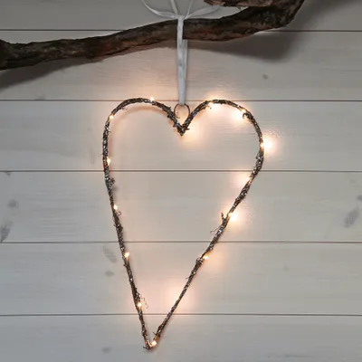 Zdjęcie produktu dla Dekoracja serce wiszące z oświetleniem Led WILLY 40 cm na baterie