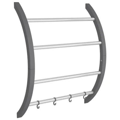Produktbild von vidaXL Handtuchhalter mit Haken Silbern 56x16x72 cm Aluminium
