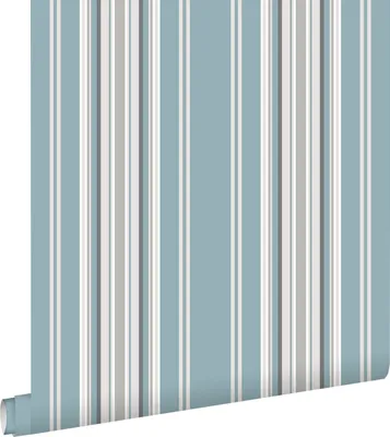 Produktbild von ESTAhome Tapete Streifen Vintage Blau und Grau 53 cm x 10.05 m