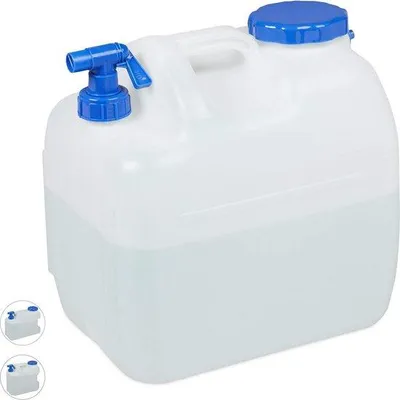 Produktbild von Weißer 23L Kanister mit Schraubverschluss und Zapfhahn, BPA-frei, für Camping