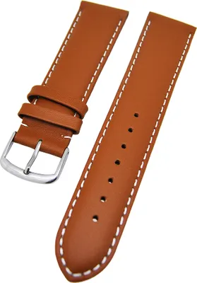 Produktbild von Uhrenarmband Kalbleder XL Hellbraun mit weißer Naht gepolstert 22mm