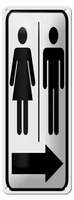 Produktbild von Blechschild Hinweis 10x27 cm Toilettenfiguren Pfeil rechts Dekoration