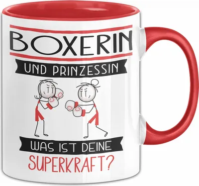Produktbild von Boxerin Und Prinzessin Tasse Geschenk Für Eine Boxerin Geburtstag Was Ist Deine Superkraft (Rot)