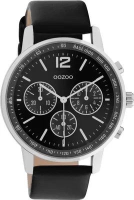 Image de Oozoo mens bracelet en cuir montre Timepieces noir C10813 montre à quartz analogique UOC10813