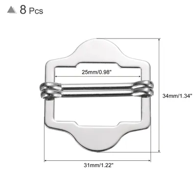 Produktbild von 8 Stš¹ck Metallversteller-Schiebeschnallen, 25mm Gurtband-Rollenstift-Klipp-Schnalle Tri Glide fš¹r Weste, Anzug, Taschen-Ersatzteil (Silber)