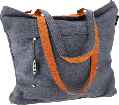 Produktbild von Geräumige Shopper Tasche, Stabile Einkaufstasche, Strandtasche, Yogatasche - Taubengrau/rost, Uni - Erwachsene, Baumwolle, 38*42*12 cm, Bunter Stoffbeutel