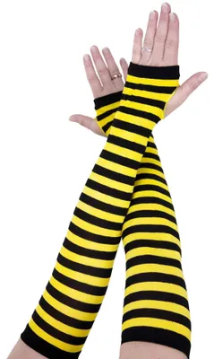 Produktbild von Gestreifte Fingerlose Handschuhe in Gelb-Schwarz für Bienenkostüme
