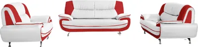 Produktbild von Emoebel24 Sofa Set 3-2-1 Couch Set aus Kunstleder ONYX weiß-rot