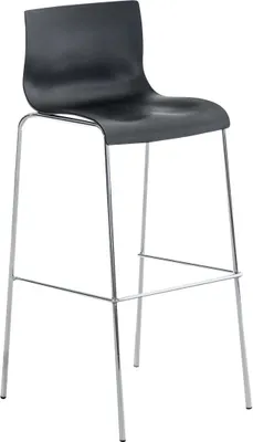 Produktbild von TPFLiving Barhocker Hope 4-Fuß Gestell Metall in Chromoptik Kunststoff Schwarz