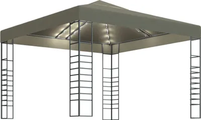 Zdjęcie produktu dla Altana ze sznurem lampekLED, 3x3 m, taupe