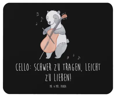 Produktbild von Mr. & Mrs. Panda Mauspad Cello Liebe - Schwarz - Geschenk, Instrument, Mousepad, Klassische Musik, pc mausunterlage, Musiker, Lernen, Musikinstrument, Solo, Mouse Pad