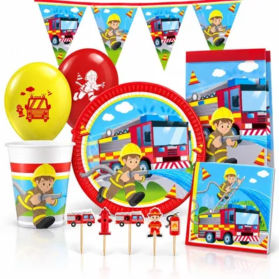 Produktbild von Feuerwehr Kindergeburtstag Partyset Geburtstags-Demo Set Jungs Party