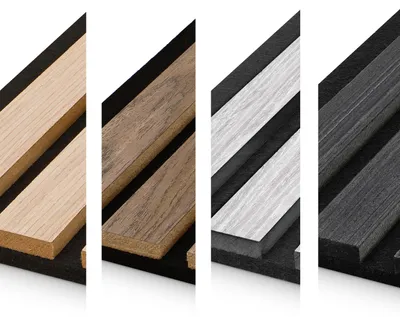 Productafbeelding van HAGEFOL® Akoestische panelen, zelfklevend EasyFix, proefpakket in de kleuren: Eik, Walnoot, Grijs, Zwart