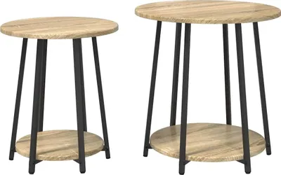 Image de Ensemble de tables d'appoint avec étagère vidaXL, 2 pièces, chêne Sonoma et noir