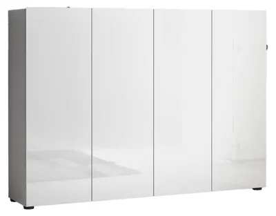 Produktbild von Schuhschrank Uitenhage, Schuhregal, Mehrzweck-Eingangsgarderobe, Möbel für Schuhe,  Italy, 160x34h115 cm, Glänzendes Weiß