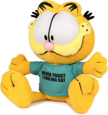 Productafbeelding van Garfield knuffel, 20 cm, Nickelodeon. Pluche knuffel. "Vertrouw nooit een kat met een glimlach."