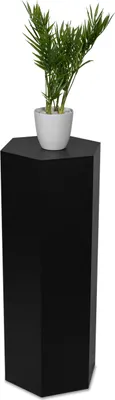 Produktbild von STEMA Seyfried Dekosäule Sechseck (Schwarz, 80x25x25cm) Beistelltisch, Blumenhocker, Pflanzensäule Holz, Blumensäule, Podest, Sockel