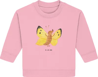 Produktbild von Mr. & Mrs. Panda Organic Baby Pullover Schmetterling Zitronenfalter 12. - 18. Monat - Baumwolle Pink - Geschenk, Liebe, Bullover, Lustige Sprüche, Motivation, Fakt, Anders