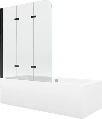 Produktbild von Mexen Cube rechteckige Badewanne 170 x 80 cm mit Verkleidung und 3-teiliger Duschwand 120 cm, transparent, schwarz - 550517080X?