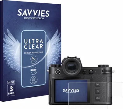 Produktbild von 6x Für Leica SL3-S (Display + Schulterdisplay) Schutzfolie Savvies Displayschutz Display Schutz Folie Klar Transparent