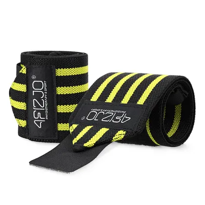 Produktbild von 4FIZJO Handgelenkbandagen, 2 Stück, mit Klettverschluss, für Krafttraining , schwarz-gelb