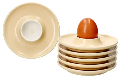 Produktbild von Ritzenhoff 6x Jasper Eierbecher mit Ablage Vanille Steingut 6 Personen
