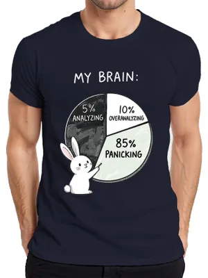 Produktbild von My Brain 85% Panicking Cute Bunny Anxiety Funny Gift Herren T-Shirt, Navy, M