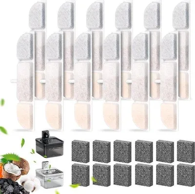 Zdjęcie produktu dla 12 sztuk filtrów do fontann dla kotów – filtry z węglem aktywnym – wielostopniowa filtracja – DPWFP6.
