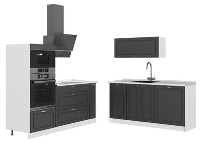 Produktbild von Küchenzeile Vicco Fame-Line Anthrazit-Gold Landhaus/Weiß 340 cm, AP Marmor, Model 63723