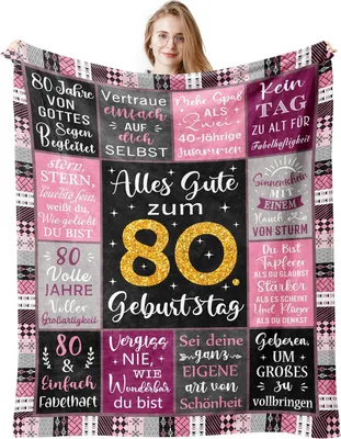 Immagine prodotto di Coperta per 80 Anni Flanella Morbida 150x130 cm Regalo di Compleanno Rosa
