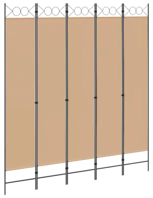 Image de Paravent 5 panneaux Beige 200 x 220 cm Tissu