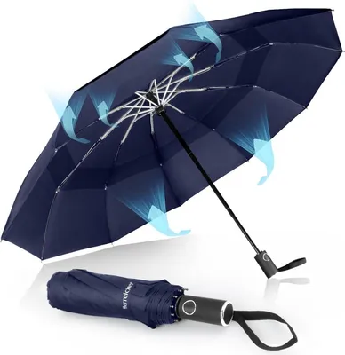 Produktbild von Herreicher Regenschirm Sturmfest Groß Taschenschirm Winddicht Automatik Automatikschirm