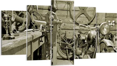 Produktbild von Bild auf Leinwand - Leinwandbild - Werkstatt Motor - 160x85cm - Wand Bild - Wanddeko - Wandbilder - Leinwanddruck - Bilder - Kunstdruck - Wanddekoration - Leinwand bilder - Wandkunst - EA160x85-3519