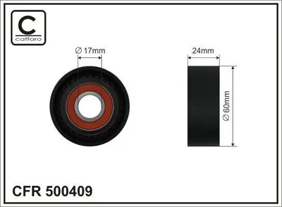 Produktbild von CAFFARO 500409 Spannrolle Keilrippenriemen 60mm für VW Golf VII Schrägheck (5G1, BQ1, BE1, BE2) Polo Schrägheck (6R1, 6C1) Passat Variant (3G5, CB5)