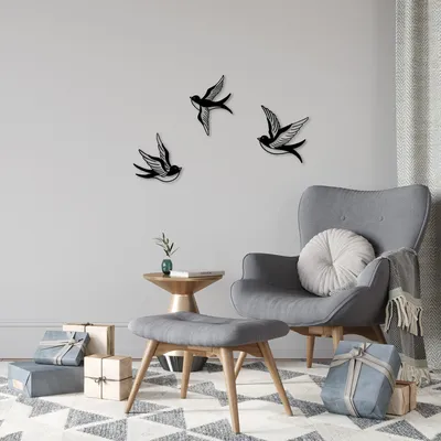 Immagine prodotto di Wallity, accessorio da parete in metallo nero (set di 3 pezzi) - 100% metallo, 22x23 cm