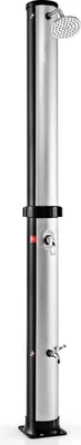 Obrázek produktu pro Solární sprcha COSTWAY 217,5 cm, volně stojící zahradní sprcha s volně otočnou sprchovou hlavicí, nožní sprcha, kohoutek, sprcha se 2 sekcemi a nastavením teploty a tlaku pro bazén, zahradu, pláž (stříbrná)