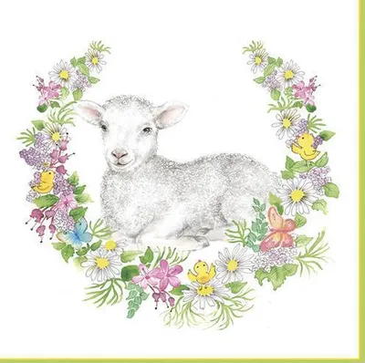 Produktbild von 20 Servietten Easter Wreath with Lamb - Lamm im Frühlingskranz 33x33cm