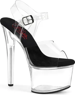 Produktbild von PASSION-708 Damen Sandale von Pleaser, Transparent Schwarz , EU 40, US 10