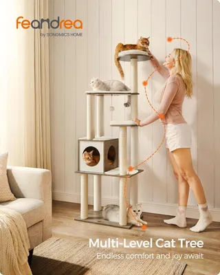 Image de Arbre à chat - Griffoir - Maison pour chat - Mobilier pour chat - Tour d'escalade - Hauteur : 165 cm - Coussins amovibles et lavables