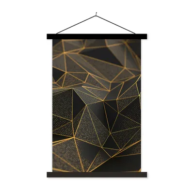 Produktbild von MuchoWow® Textilposter Abstrakt - Gold - 3D - Luxus - Kunst 40x60 cm mit schwarzem Rahmen - Wanddekorationen