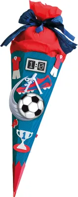 Produktbild von Schultüten-Bastelset Soccer rot 68 cm 6-eckig Rot(h)-Spitze Kreppverschluss