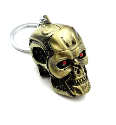 Produktbild von Metall Schlüsselanhänger mit Terminator Schädel (2 Stück)