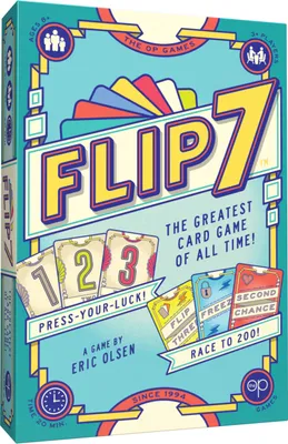 The image shows the front of a board game box for 'Flip 7'.