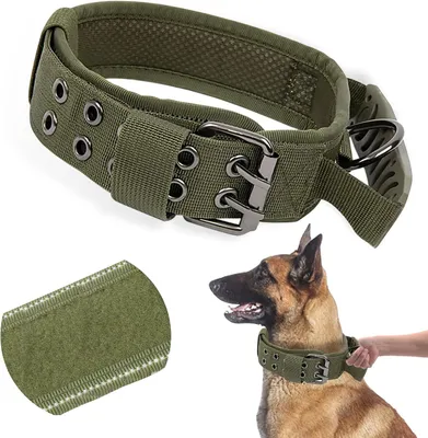Produktbild von Breites, verstellbares Halsband für mittelgroße und große Hunde aus reflektierendem Nylon mit Griff