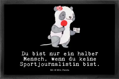 Produktbild von Mr. & Mrs. Panda Schmutzfangteppich Sportjournalistin Herz 50 x 75 cm - Schwarz - Geschenk, Studium, Spruch, Schmutzfangmatte, Ausbildung, Fussmatte, Schmutzmatte, Lustig